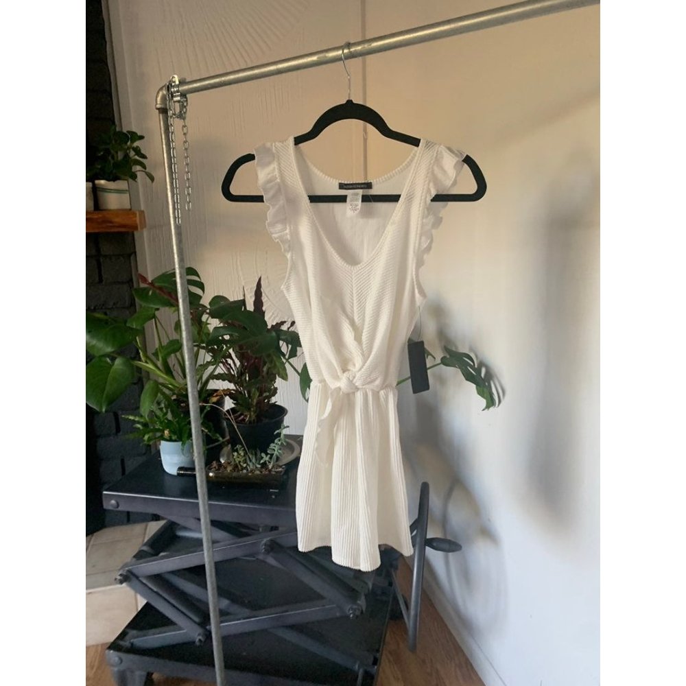 NEW Caution to the Wind white romper small ruffle ribbed